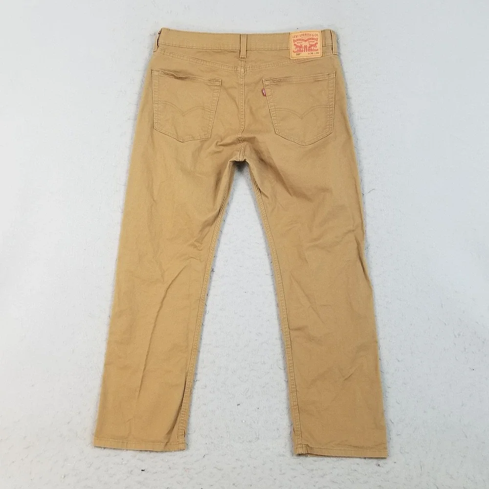 Levi's Pants Mens 36x30 Tan 505 Regular Fit Khaki Cotton Stretch Straight Leg